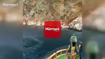 Alanya'daki batan tur teknesinde mahsur kalanları kurtarma anları