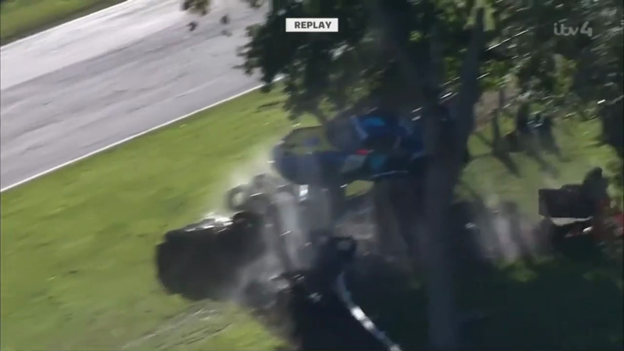 Porsche Carrera Cup UK 2022  Brands Hatch Race 1 Martin Huge Crash Over Barrier