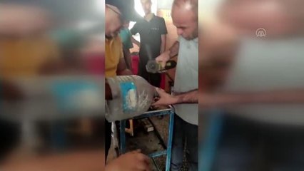 Başı damacanaya sıkışan yavru kedi kurtarıldı