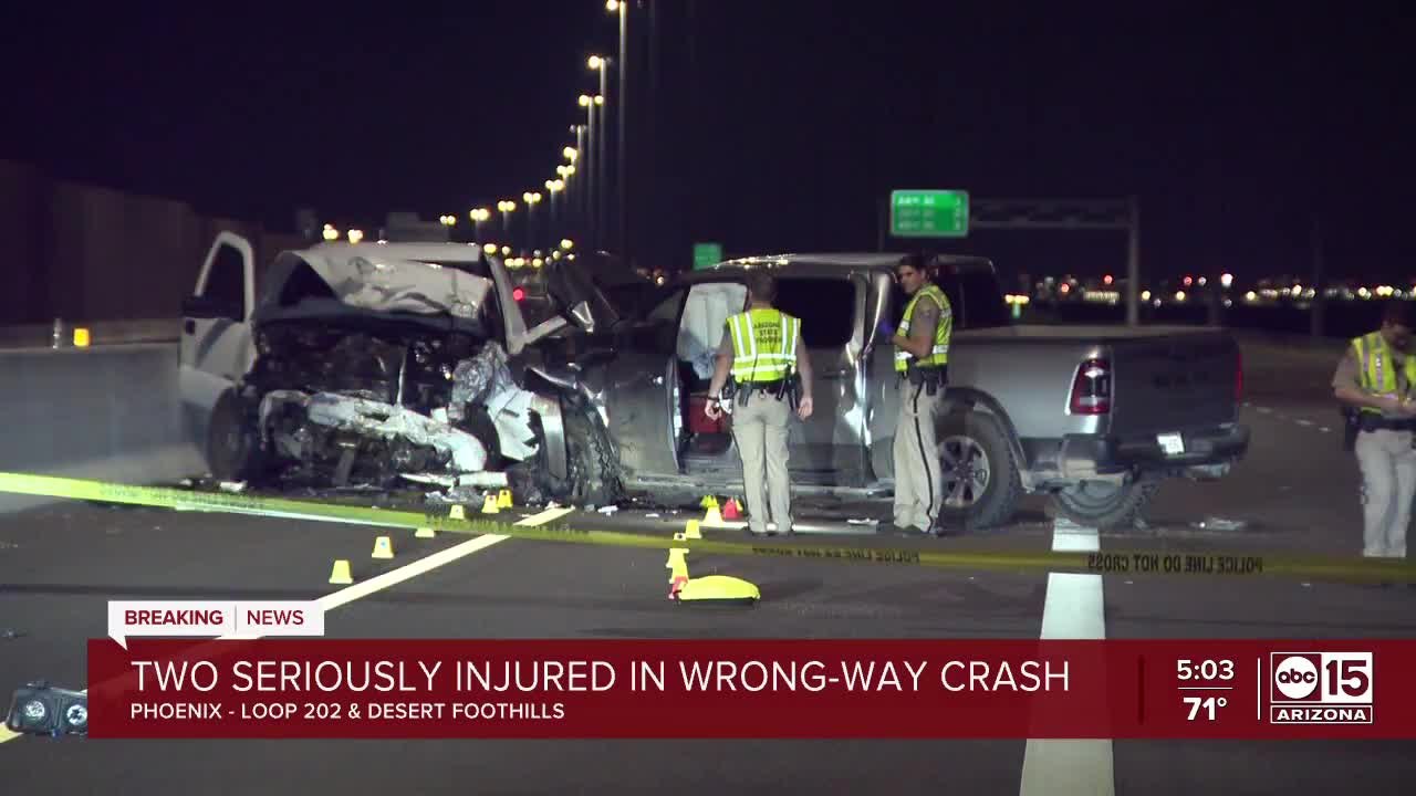 Two men hurt in wrong way crash on Loop 202 near Desert Foothills ...