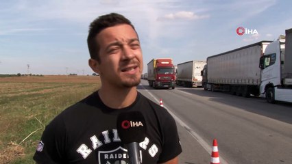 Bulgaristan'a açılan Hamzabeyli Sınır Kapısı'nda 38 kilometrelik tır kuyruğu oluştu