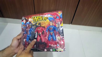 Unboxing and Review of Spiderman Superman Batman Super Hero Figures Pack of 3