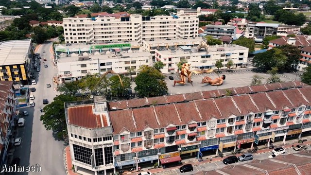 Titan vs dinosaur and monsters fighting VFX animation video cartoon