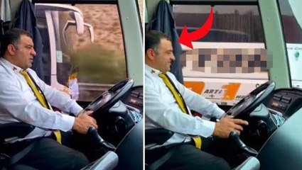 Otobüs şoförü, kendisini sollayan aracın sürücüsünü görünce gülümsemesine engel olamadı