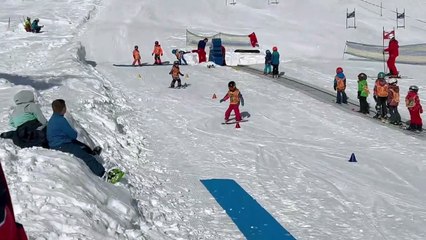 Funny Little Girl Skiing Tumbles