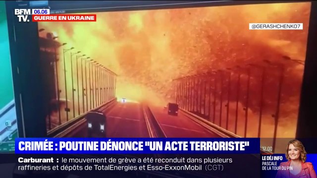 Ukraine: Vladimir Poutine dénonce un acte terroriste sur le pont de Crimée