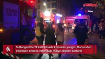 Sultangazi’de 12 katlı binada korkutan yangın: Dumandan etkilenen onlarca vatandaşı itfaiye ekipleri kurtardı