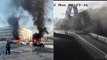صور متداولة تظهر تفجير جسر في العاصمة الأوكرانية كييف