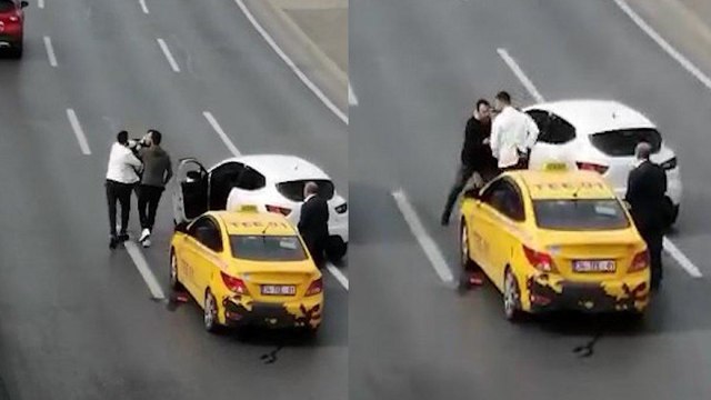 İstanbul’da kaza sonrası kavga! Taksi şoförüne kafa attı