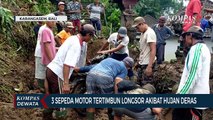 Longsor Tutup Akses Jalan & Timbun Sepeda Motor