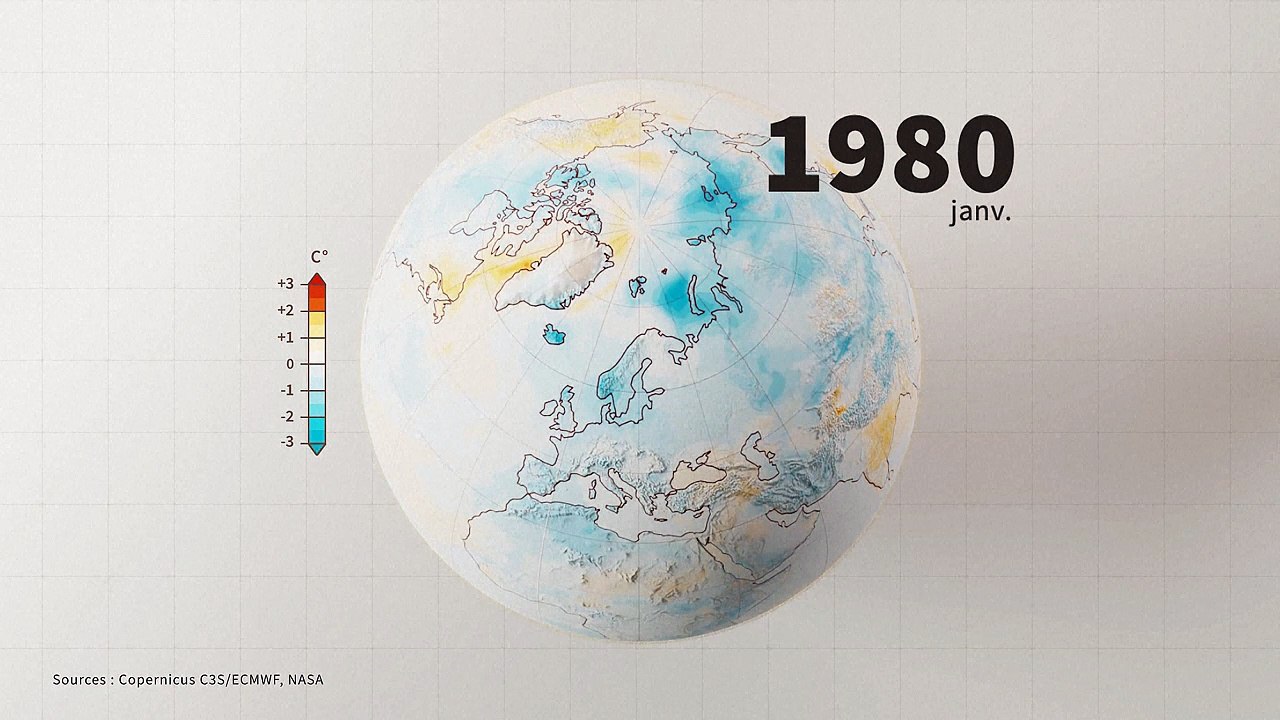 CARTE ANIMÉE : 40 ans d'anomalies mensuelles de température