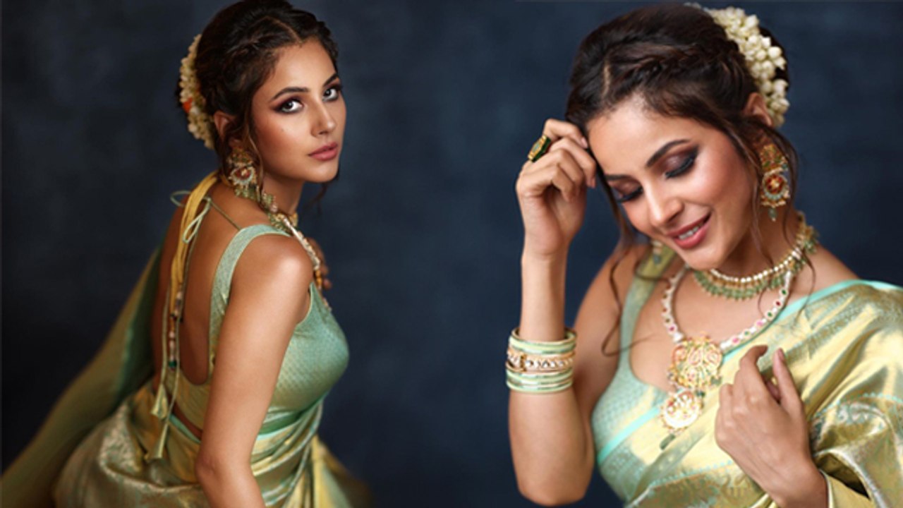 South Filmfare Awards 2022: Shehnaaz Gill Traditional Green Saree Look Viral | Boldsky*Entertainment