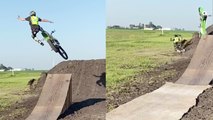 'INSANE dirt bike crash' - Pro BMX rider falls off flying bike