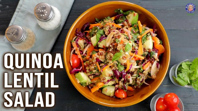 Healthy Quinoa Lentil Salad Recipe | High Protein Salad Ideas For Work, College | Make-Ahead Salads