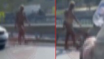 İstanbul'da sokak ortasında çırılçıplak yürüyen kadın kameralara takıldı
