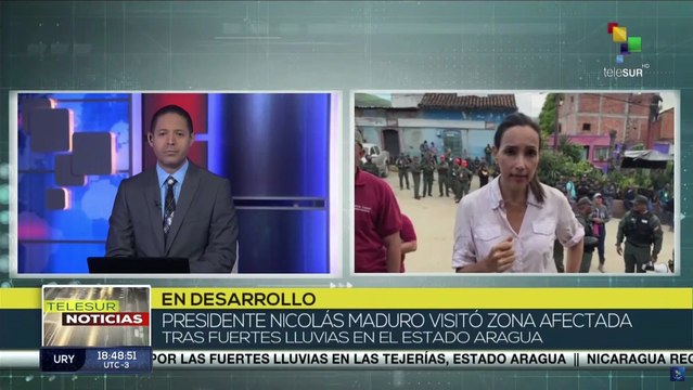 Presidente Nicolás Maduro visitó zona afectada tras fuertes lluvias en el estado Aragua