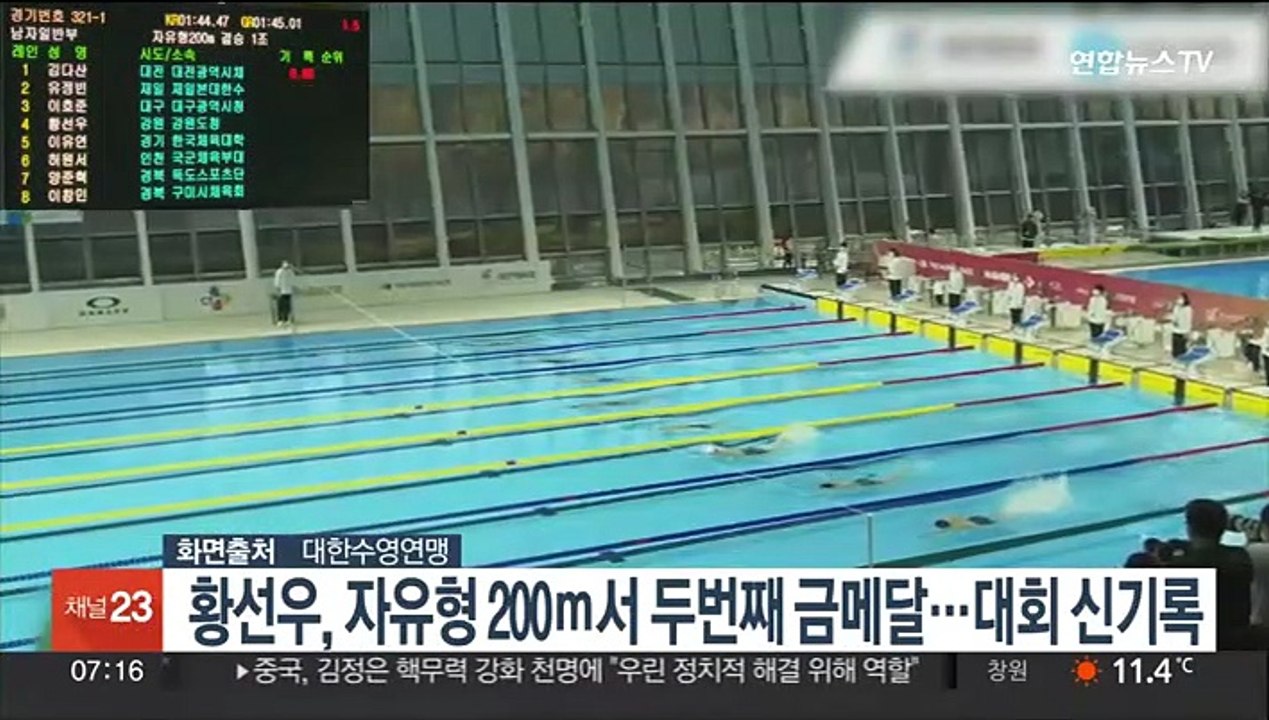 황선우, 자유형 200ｍ서 두 번째 금메달…대회 신기록