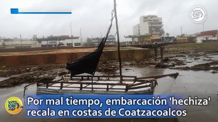 Por mal tiempo, embarcación 'hechiza' recala en costas de Coatzacoalcos