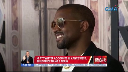 IG at Twitter accounts ni Kanye West, sinuspinde nang 2 araw | UB