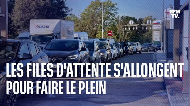 Pénurie de carburants: aux abords des stations-service, les files d'attente s'allongent pour faire le plein
