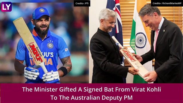 S Jaishankar Gifts Cricket Bat Signed By Virat Kohli To Australia Deputy PM Richard Marles