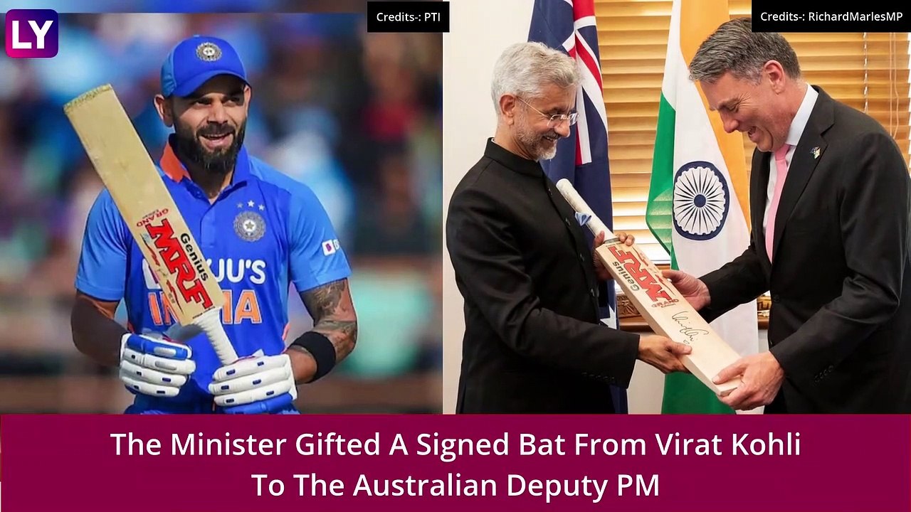 S Jaishankar Gifts Cricket Bat Signed By Virat Kohli To Australia Deputy PM Richard Marles
