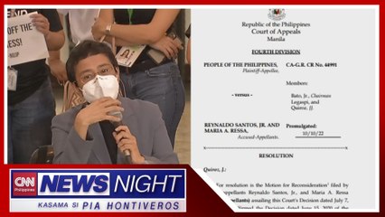 Apela nina Ressa, Santos sa cyber libel conviction, binasura ng Court of Appeals