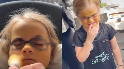 Makeup artist smartly turns her little sister into a minion... to her displeasure!