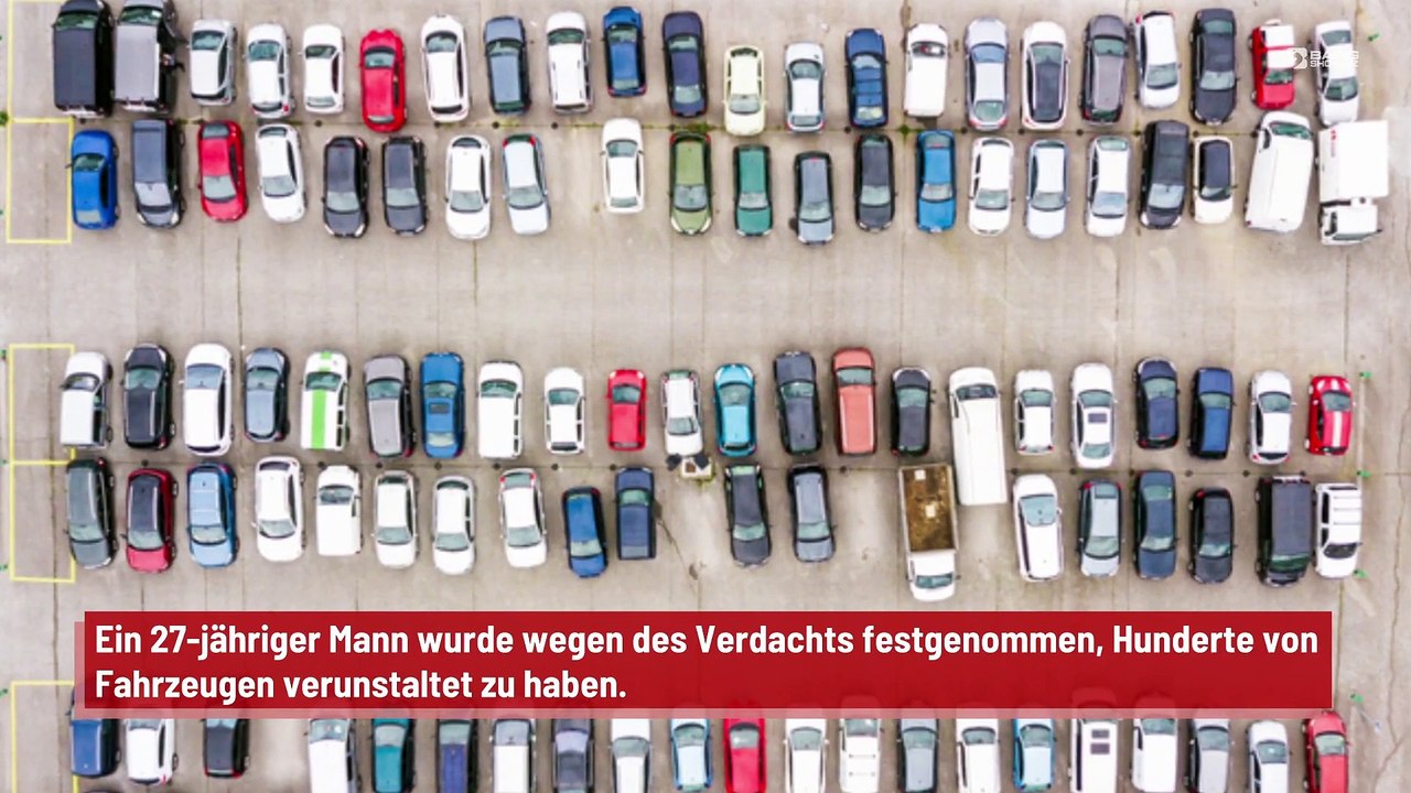 Mann beschädigt 350 Fahrzeuge