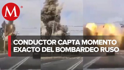 Automovilistas captan el momento en que un misil cayo en Dnipro
