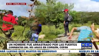 ¡Impactante! En vano luchan por rescatar a sujeto arrastrado por caudaloso río en Copán (VIDEO)