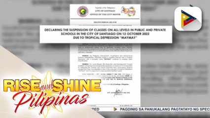 Klase sa lahat ng antas sa publiko at pribadong paaralan sa Isabela at Cagayan, suspendido ngayong araw