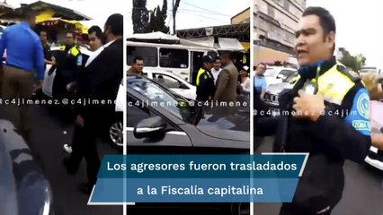 Presuntos políticos del PRD rodean y agreden a policía de tránsito de la CDMX