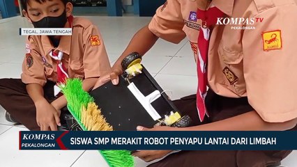 Siswa SMP Merakit Robot Penyapu Lantai dari Limbah