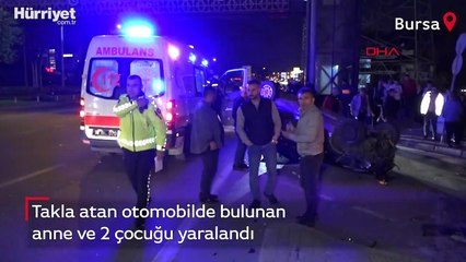Bursa'da feci kaza: Otomobil takla attı