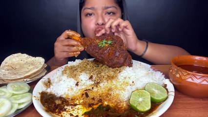 HUGE MUTTON LEG PIECE WITH BASMATI RICE _ BIG BITES _ MESSY EATING _ MUKBANG _ FOOD EATING VIDEOS