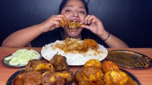 SPICY MUTTON CURRY_ SPICY CHICKEN CURRY AND SPICY EGG CURRY WITH BASMATI RICE _ FOOD EATING VIDEOS