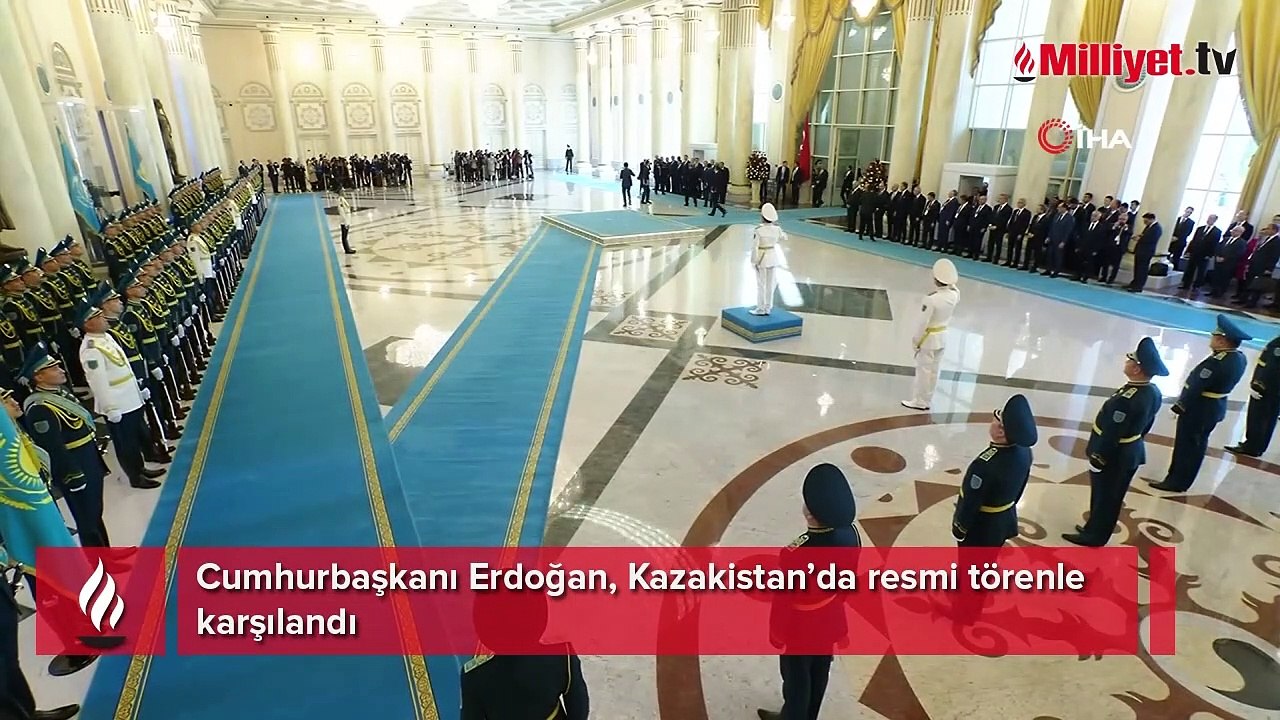 Cumhurbaşkanı Erdoğan, Kazakistan’da resmi törenle karşılandı