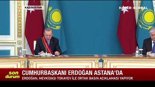 Kazakistan'da Cumhurbaşkanı Erdoğan'a devlet nişanı