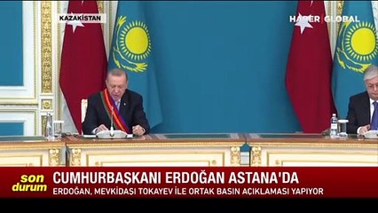 Kazakistan'da Cumhurbaşkanı Erdoğan'a devlet nişanı