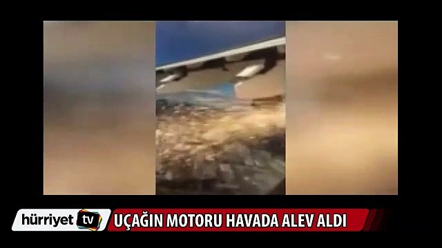 Uçağın motoru havada alev aldı