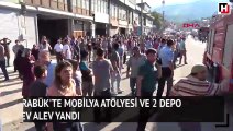 Karabük'te mobilya atölyesi ve 2 depo alev alev yandı