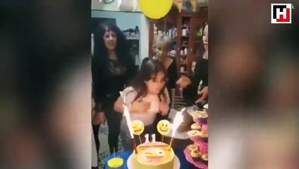 Doğum günü pastası alev topuna dönüştü