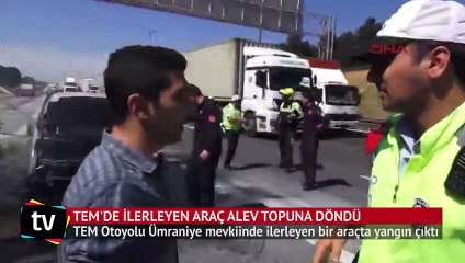 Скачать видео: TEM'de ilerleyen araç alev topuna döndü