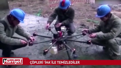 Çöpleri İHA ile temizlediler