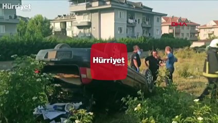 Takla atan otomobilin alkollü sürücüsünden polislere: Sizi görünce heyecanlandım, kaçtım