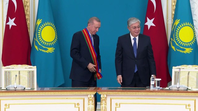 Cumhurbaşkanı Erdoğan'a Kazakistan'da birinci derece devlet dostluk nişanı verildi