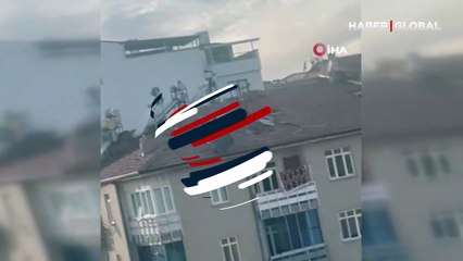 Elazığ'da akıllara durgunluk veren olay: 6 katlı binanın çatısından aşağı güneş paneli attı