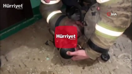 Alevlerin arasında kalan köpek oksijen maskesiyle hayata döndürüldü
