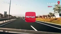 Hadımköy'de iki otomobil sürücüsü yarışırken böyle kaza oldu